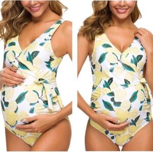 Lemon Maternity Babymoon Resort Wear One Piece Swimsuit